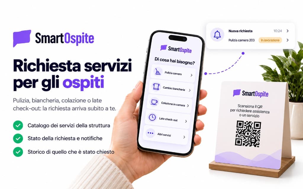 SmartOspite: l'ospite sceglie un servizio dal telefono e la struttura riceve la richiesta
