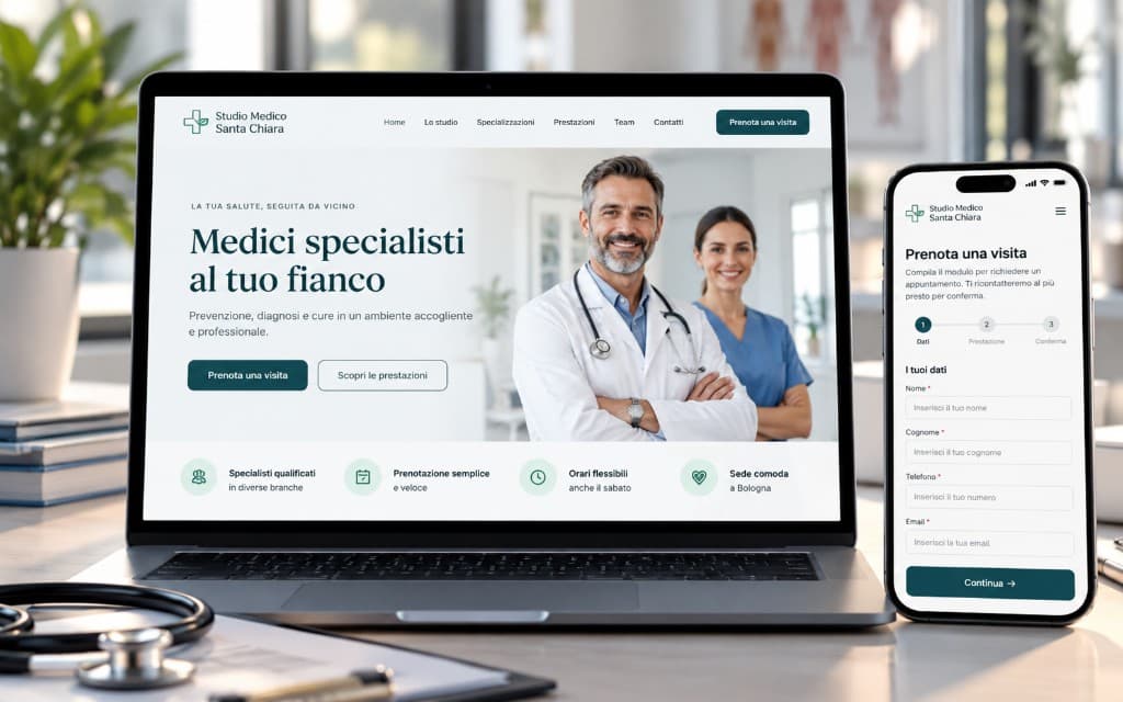 Sito dello Studio Medico Santa Chiara, con la prenotazione di una visita sul telefono